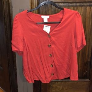 Red Button-Up Top